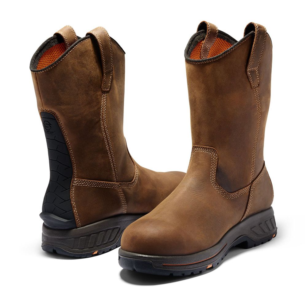 Bocanci De Muncă Timberland Barbati Maro/Negrii - Pro® Helix Hd Comp Toe Pull-On - Romania - BYRAWH1